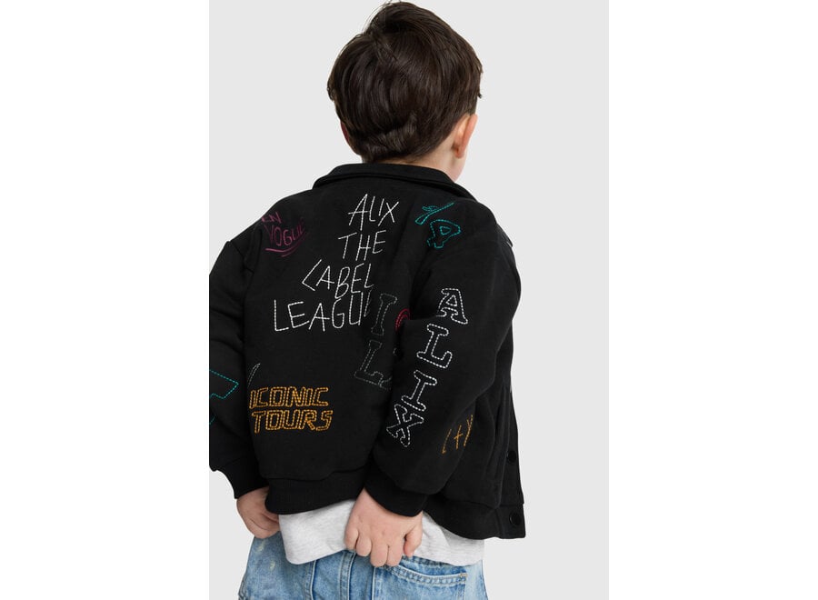 Kids Knitted Patches Jacket  Black Unisex  Jas