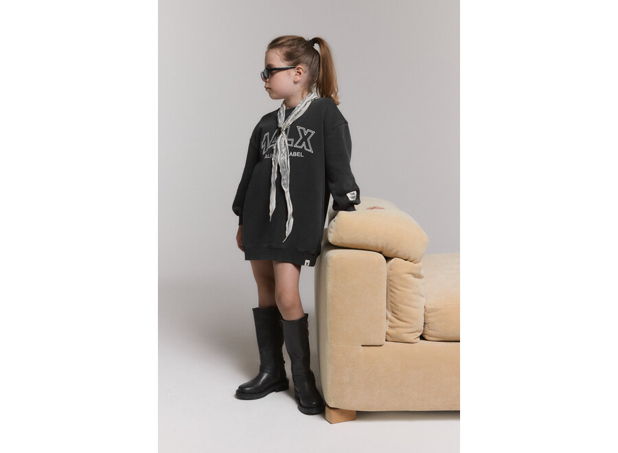 Kids Knitted 14Lx Sweatdress  Charcoal Grey Meisjes  Jurk