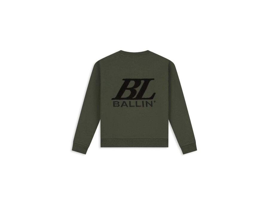 Junior Big Monogram Crewneck  Olive Jongens  Trui