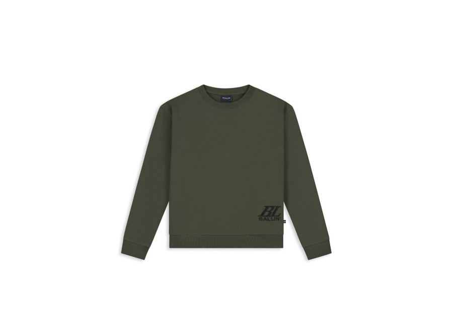 Junior Big Monogram Crewneck  Olive Jongens  Trui