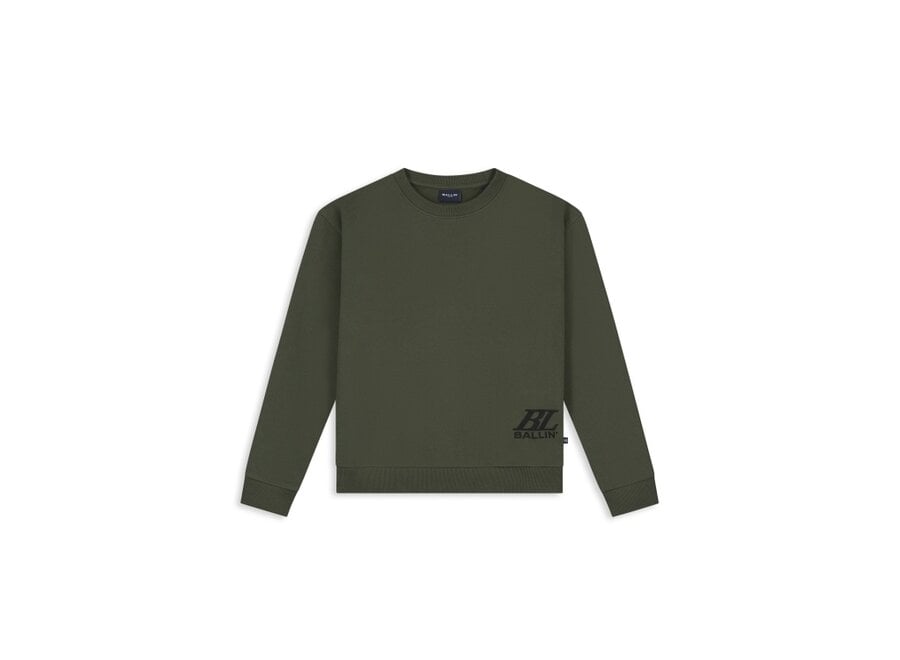 Junior Big Monogram Crewneck  Olive Jongens  Trui