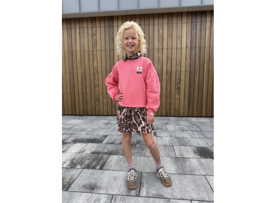 Kids Knitted Cropped Sweater Bright Coral Meisjes T-shirt
