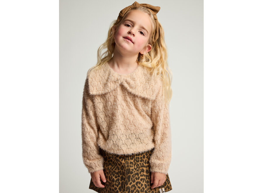 Little Lace Bow Blouse Latte Meisjes Blouse