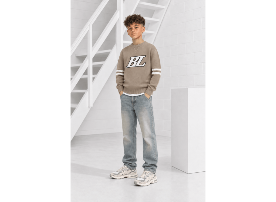 Junior Ice Hockey Crewneck Knit  Taupe Jongens  Trui