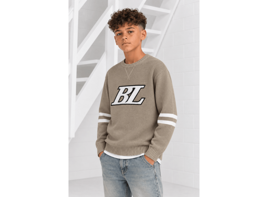 Junior Ice Hockey Crewneck Knit  Taupe Jongens  Trui