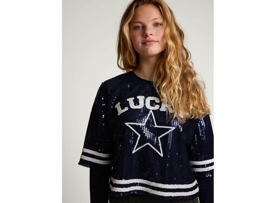 10Sixteen Sequince Tee  Blue Sequins Meisjes T-Shirt