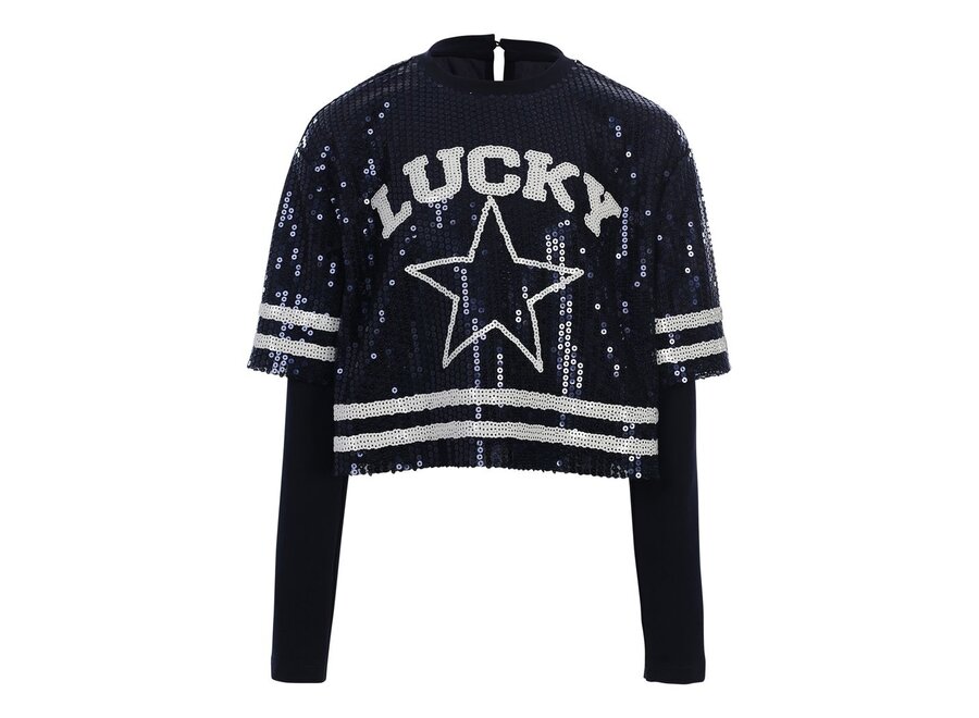 10Sixteen Sequince Tee  Blue Sequins Meisjes T-Shirt