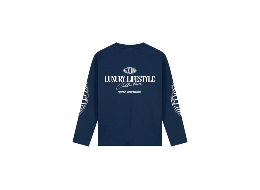 Malelions Junior Relaxed Lifestyle Longsleeve   Navy Jongens Longsleeve
