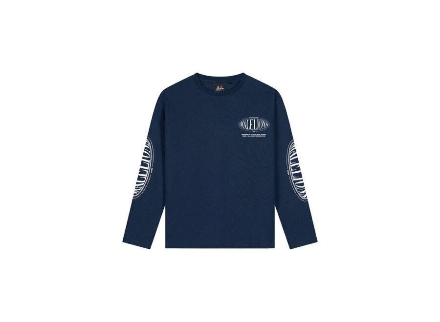 Malelions Junior Relaxed Lifestyle Longsleeve   Navy Jongens Longsleeve