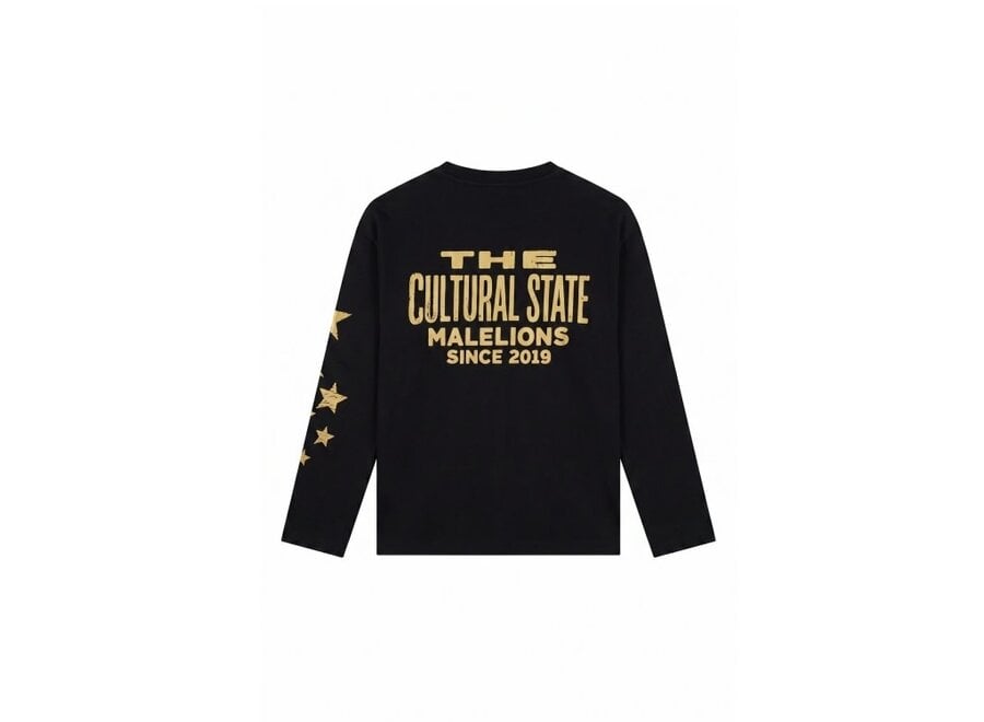 Malelions Junior Relaxed Star Longsleeve    Black/Yellow Jongens Longsleeve