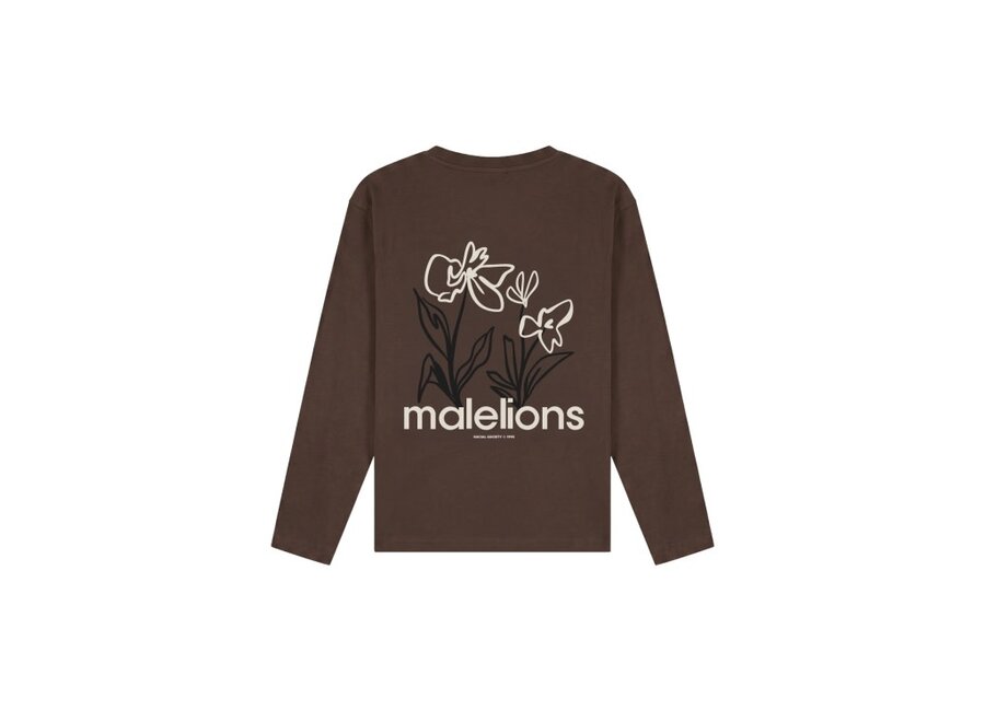 Malelions Junior Relaxed Flower Longsleeve  Brown Jongens Longsleeve