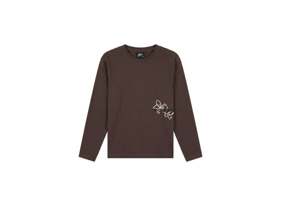 Malelions Junior Relaxed Flower Longsleeve  Brown Jongens Longsleeve