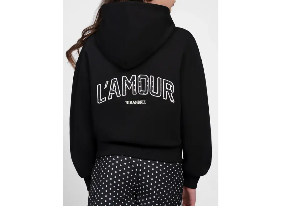 Jayne Polka Oversized Hoodie Black Meisjes Hoodie