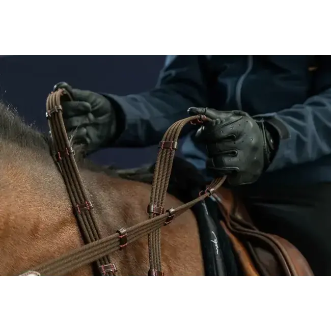 Dyon 5/8 Webband teugel met 9 leren stops