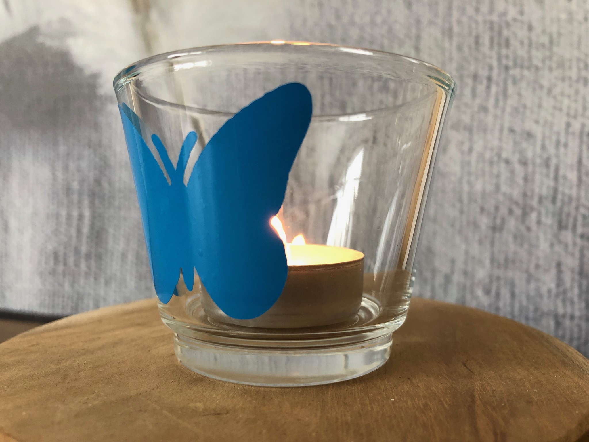 Waxinelichthouder - Vlinder Blauw