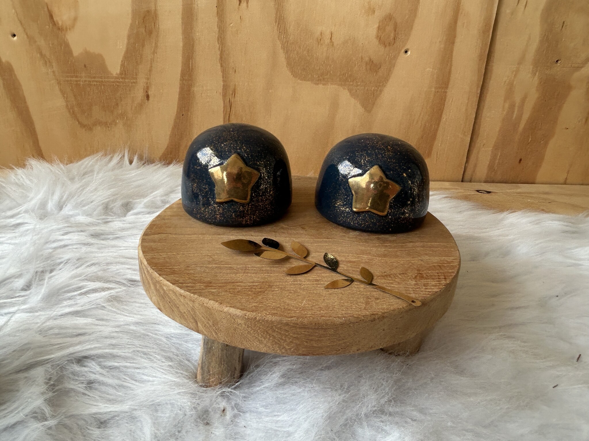 Urn blauw met gouden ster