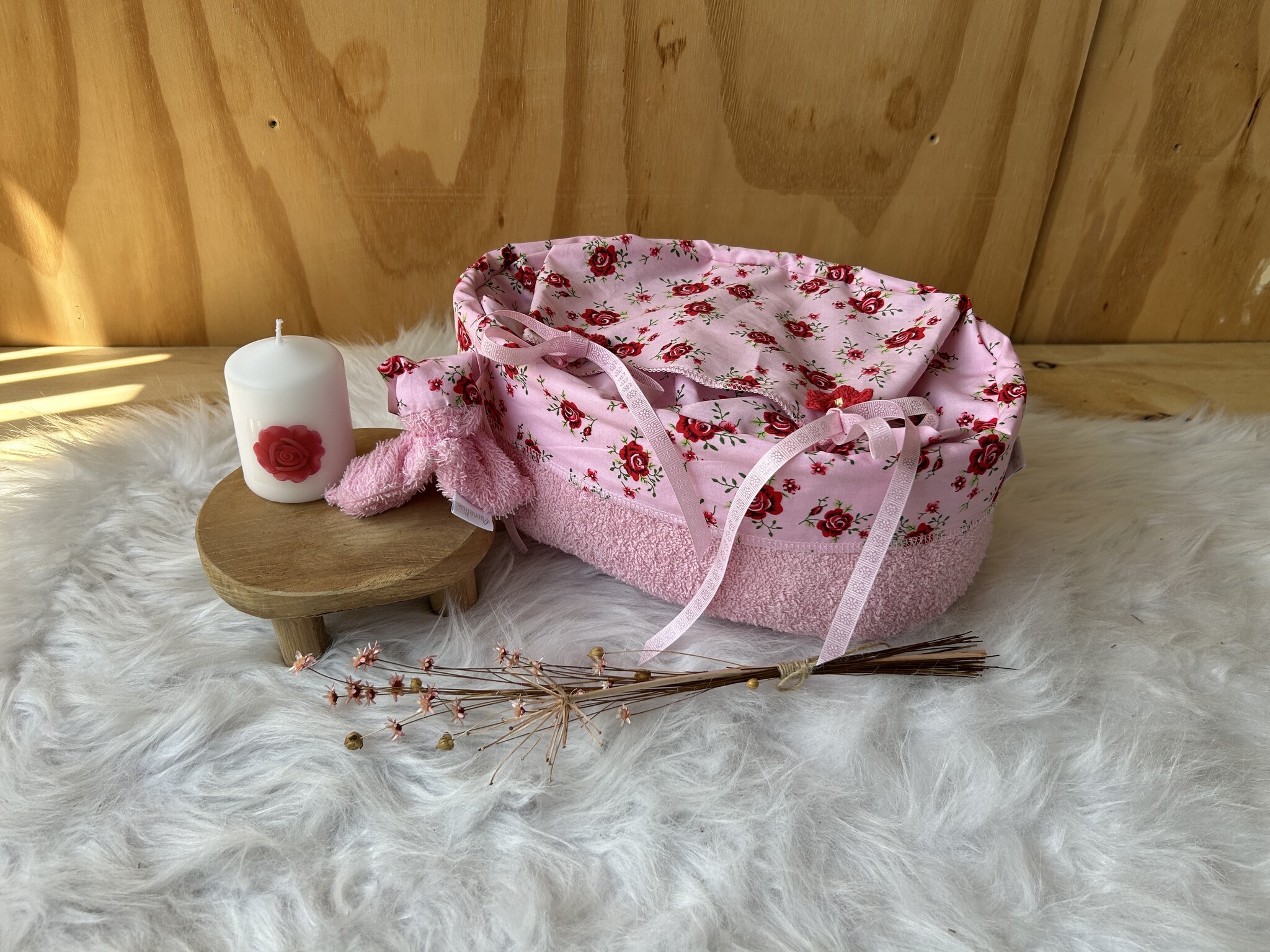 Badstof mandje Roos 25 cm