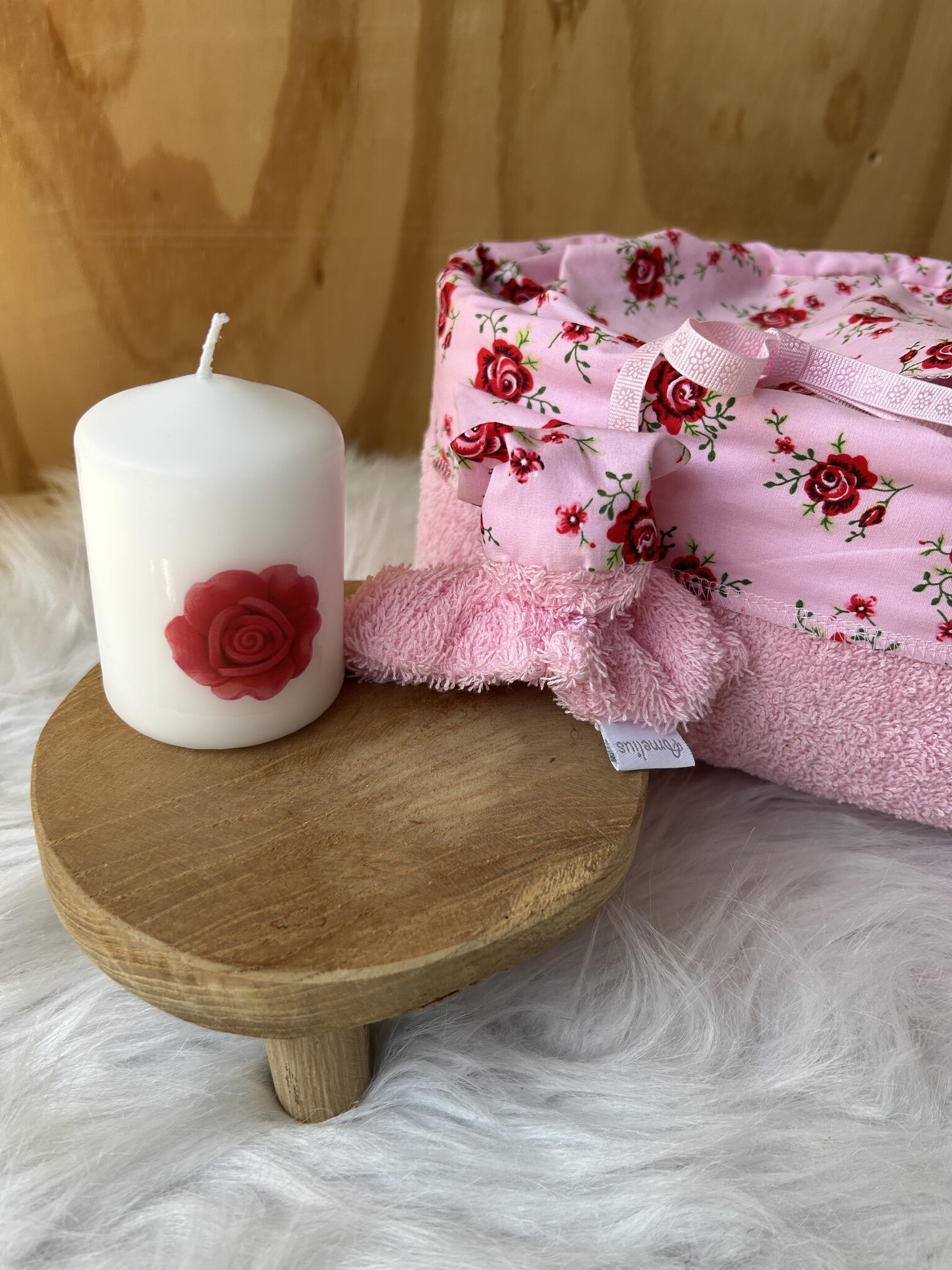Badstof mandje Roos 25 cm