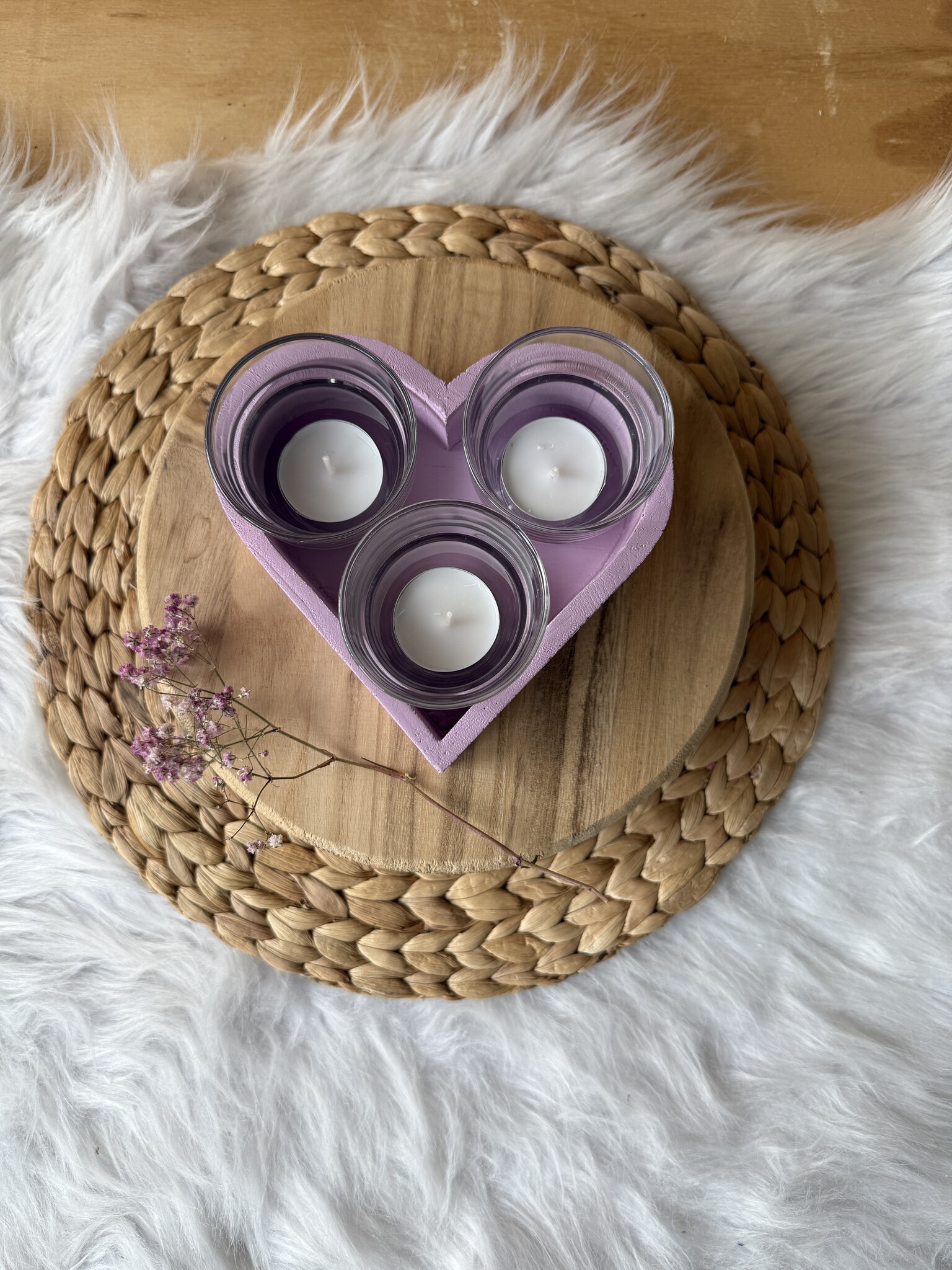 Waxinelichthouder -  Hout Hart