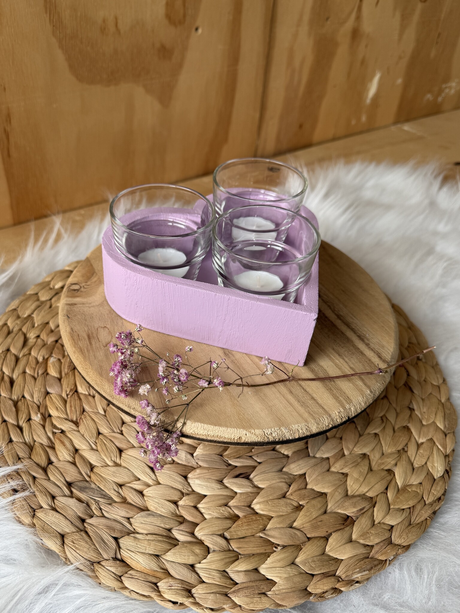 Waxinelichthouder -  Hout Hart