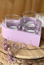 Waxinelichthouder -  Hout Hart