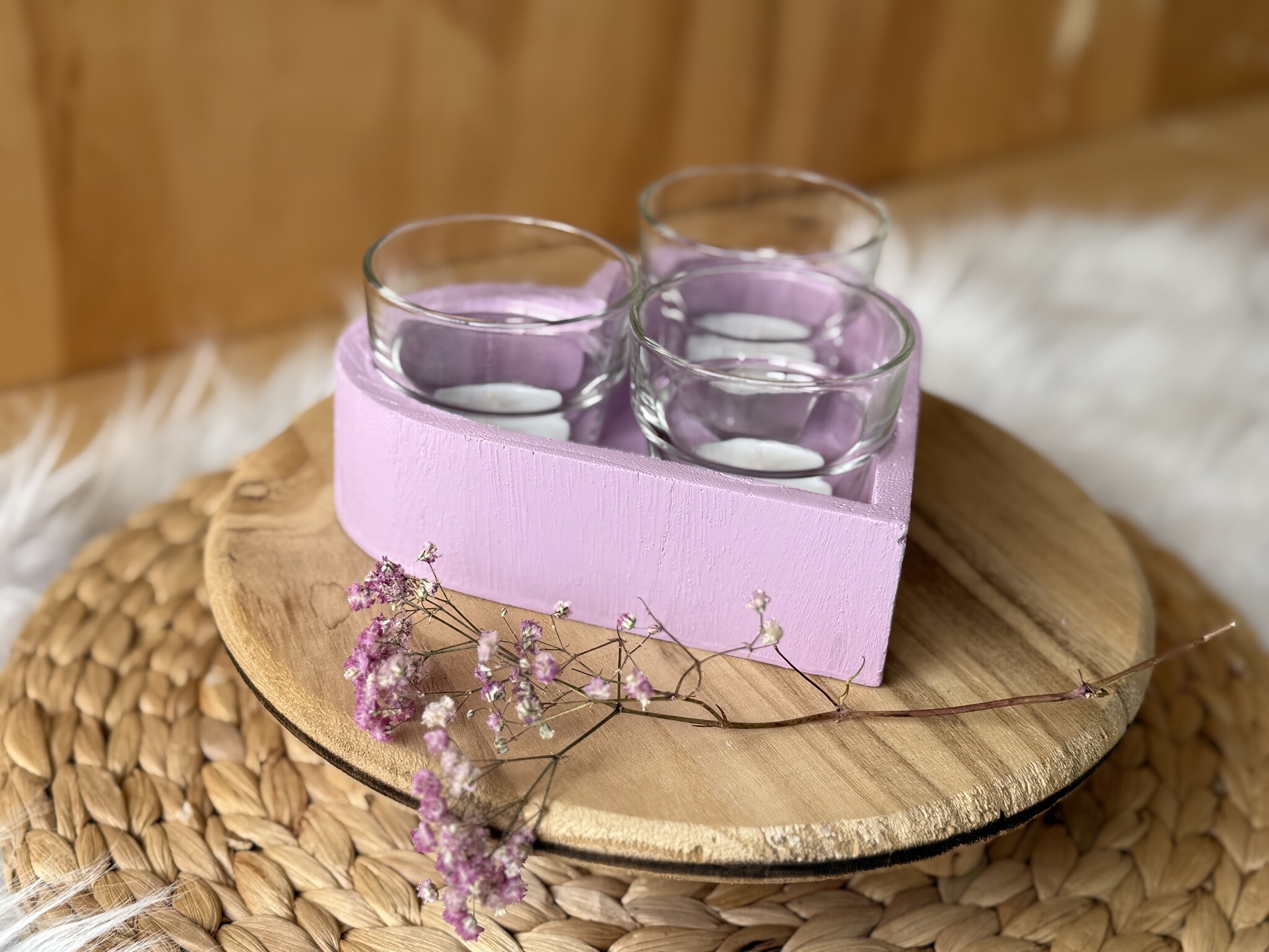 Waxinelichthouder -  Hout Hart