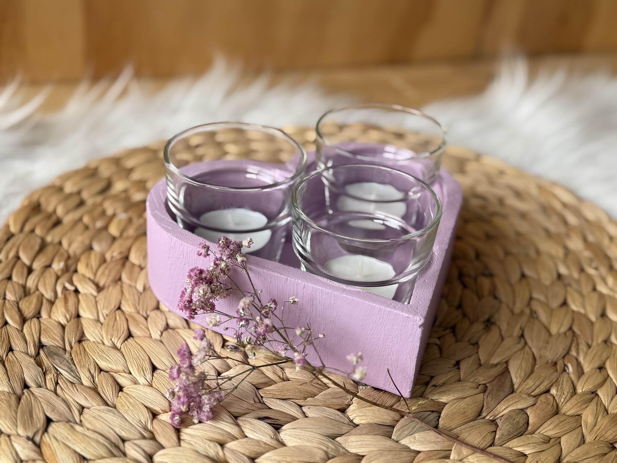 Waxinelichthouder -  Hout Hart