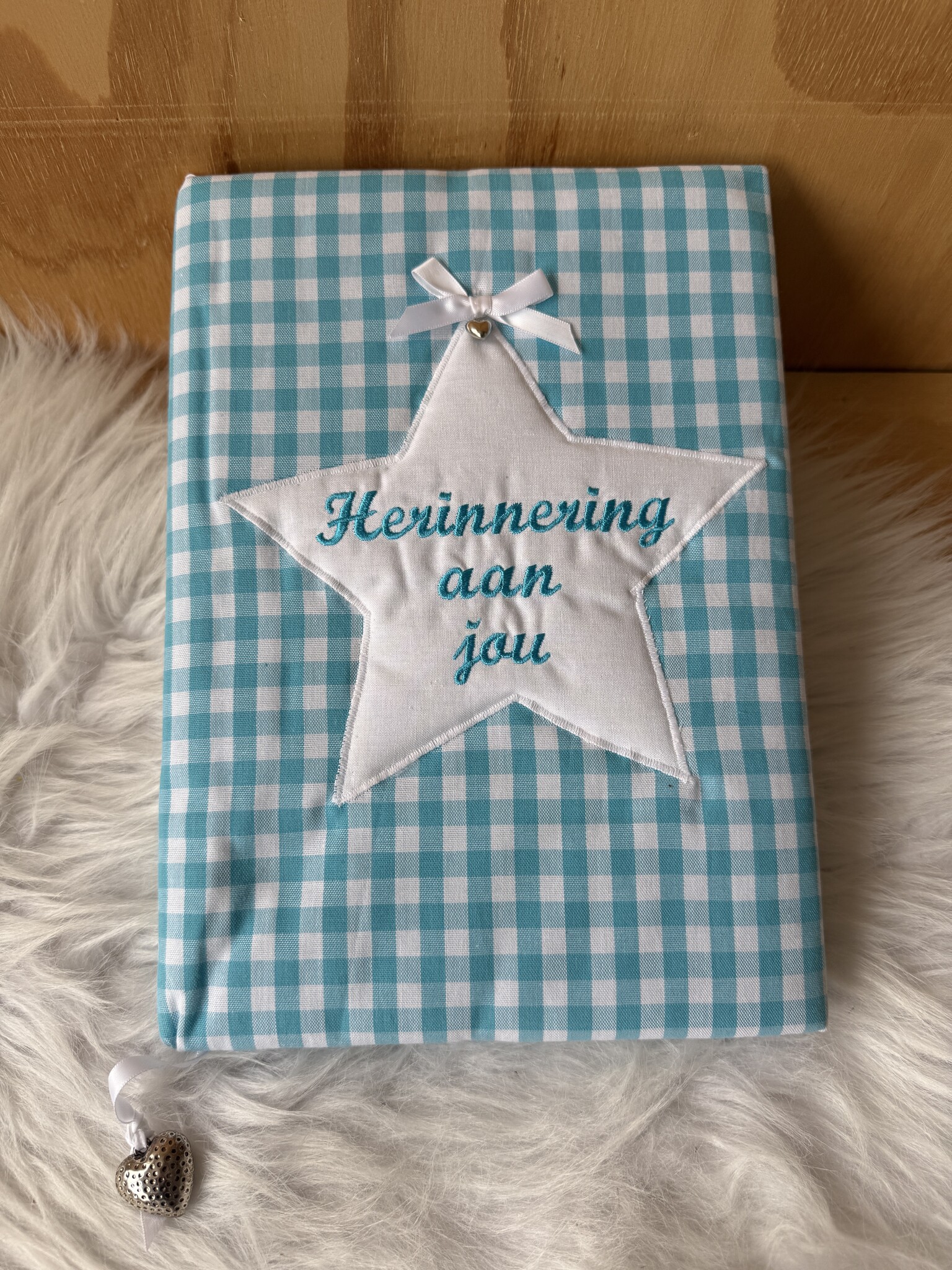 Herinneringsboek turquoise ruit