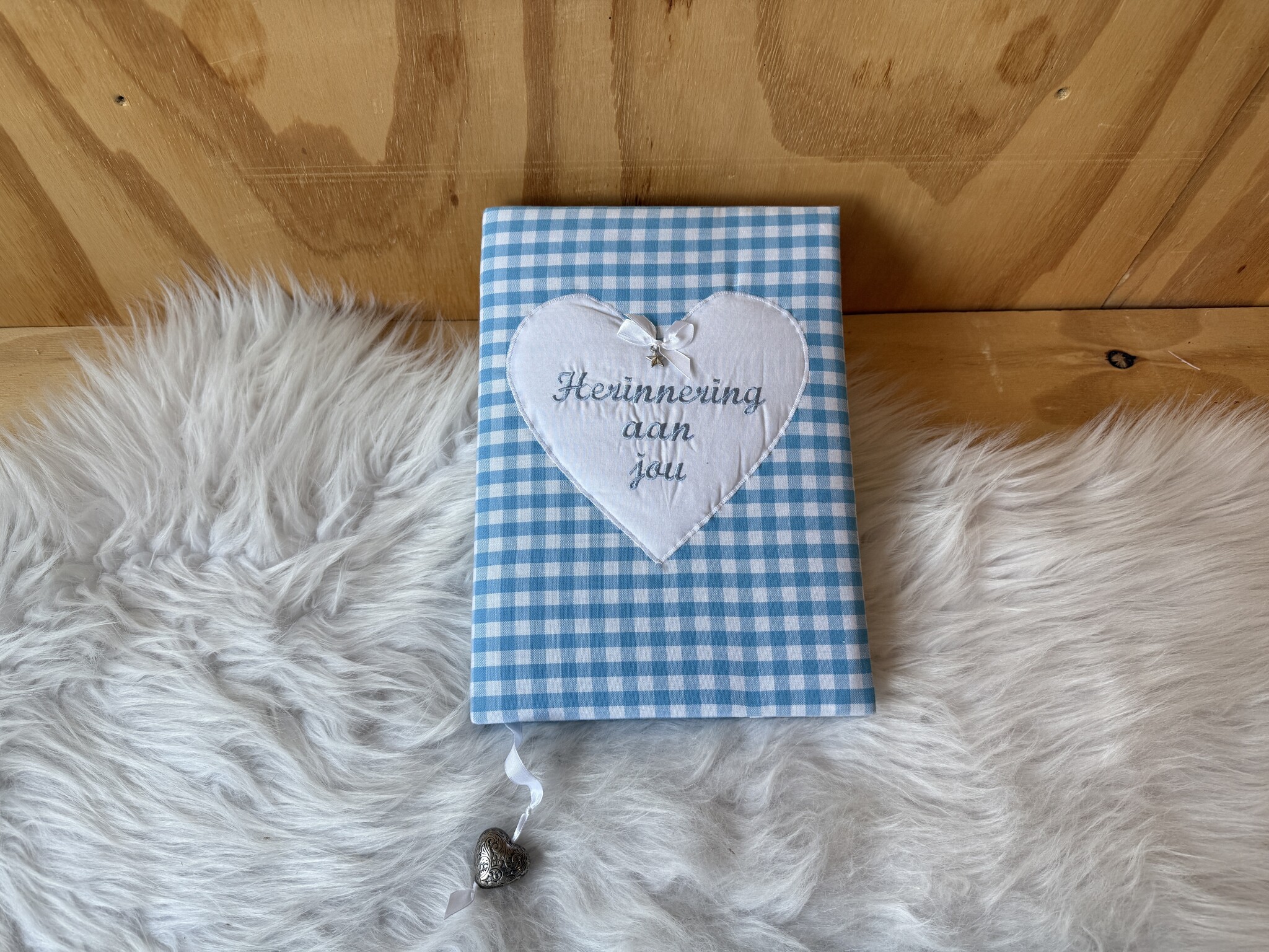 Herinneringsboek blauw ruit