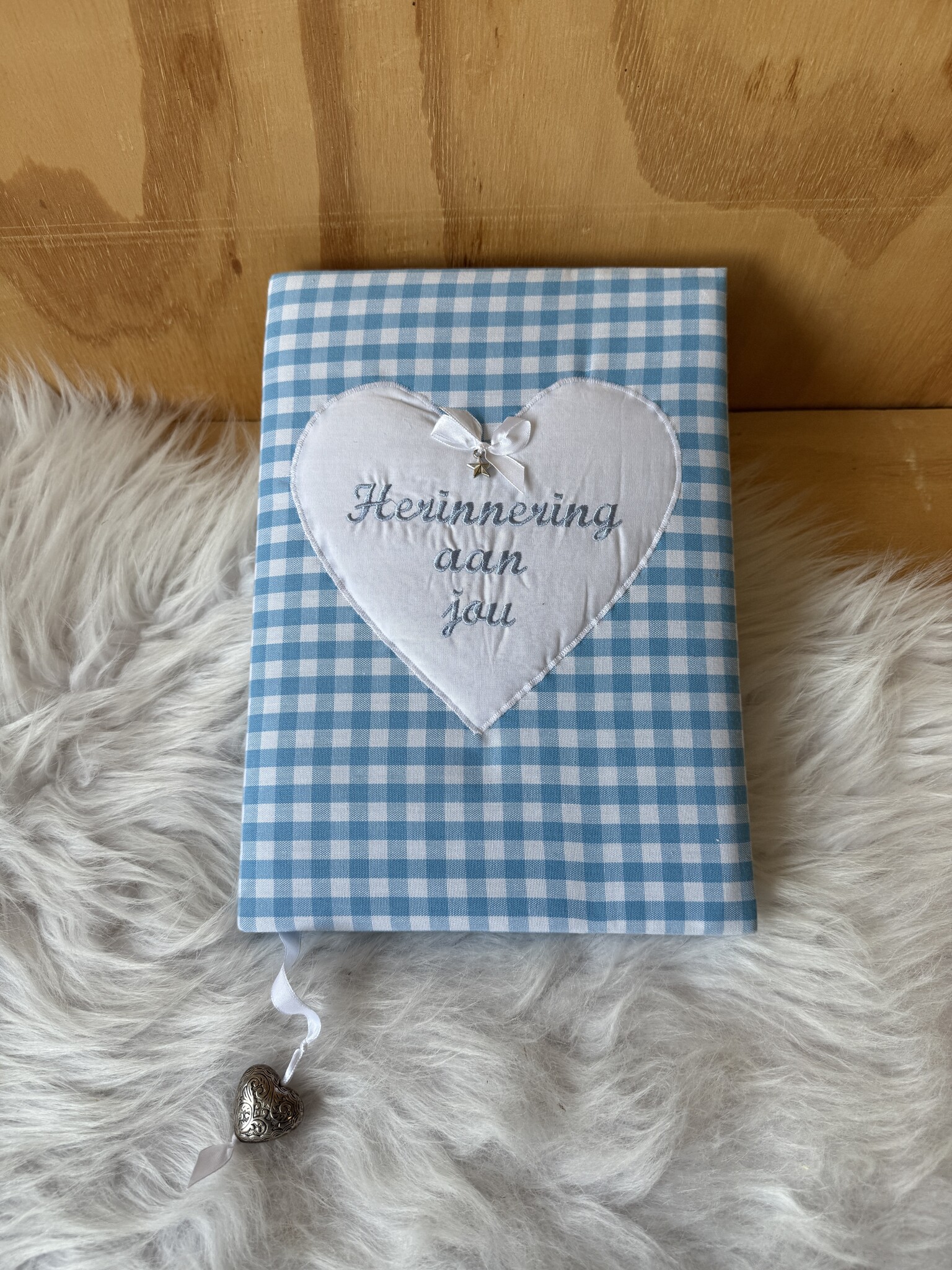 Herinneringsboek blauw ruit