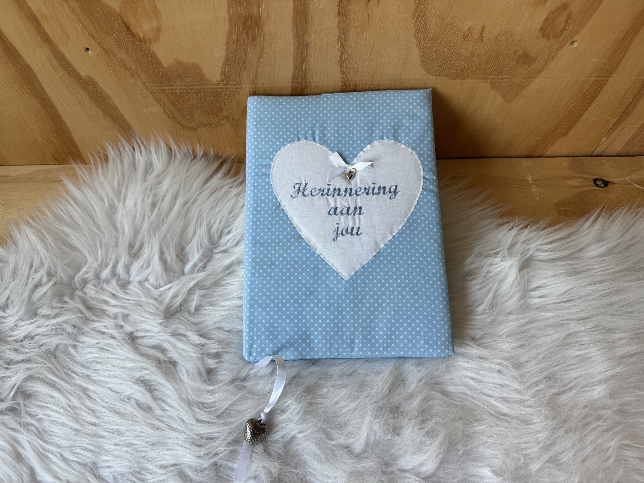 Herinneringsboek blauw stip