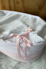 Gebreid mandje Star Roze Wit