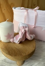 Gebreid mandje Star Roze Wit