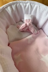 Gebreid mandje Star Roze Wit