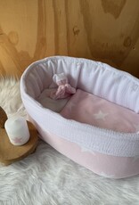 Gebreid mandje Star Roze Wit