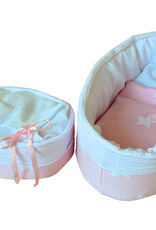Gebreid mandje Star Roze Wit
