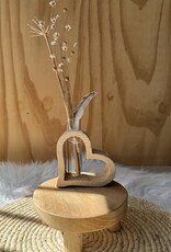 Houten hart vaasje