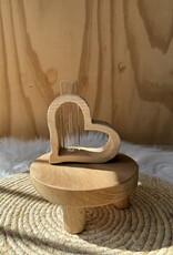 Houten hart vaasje