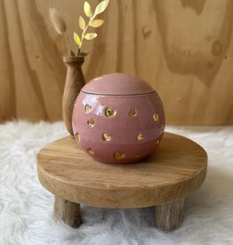 Urn Roze met gouden hartjes