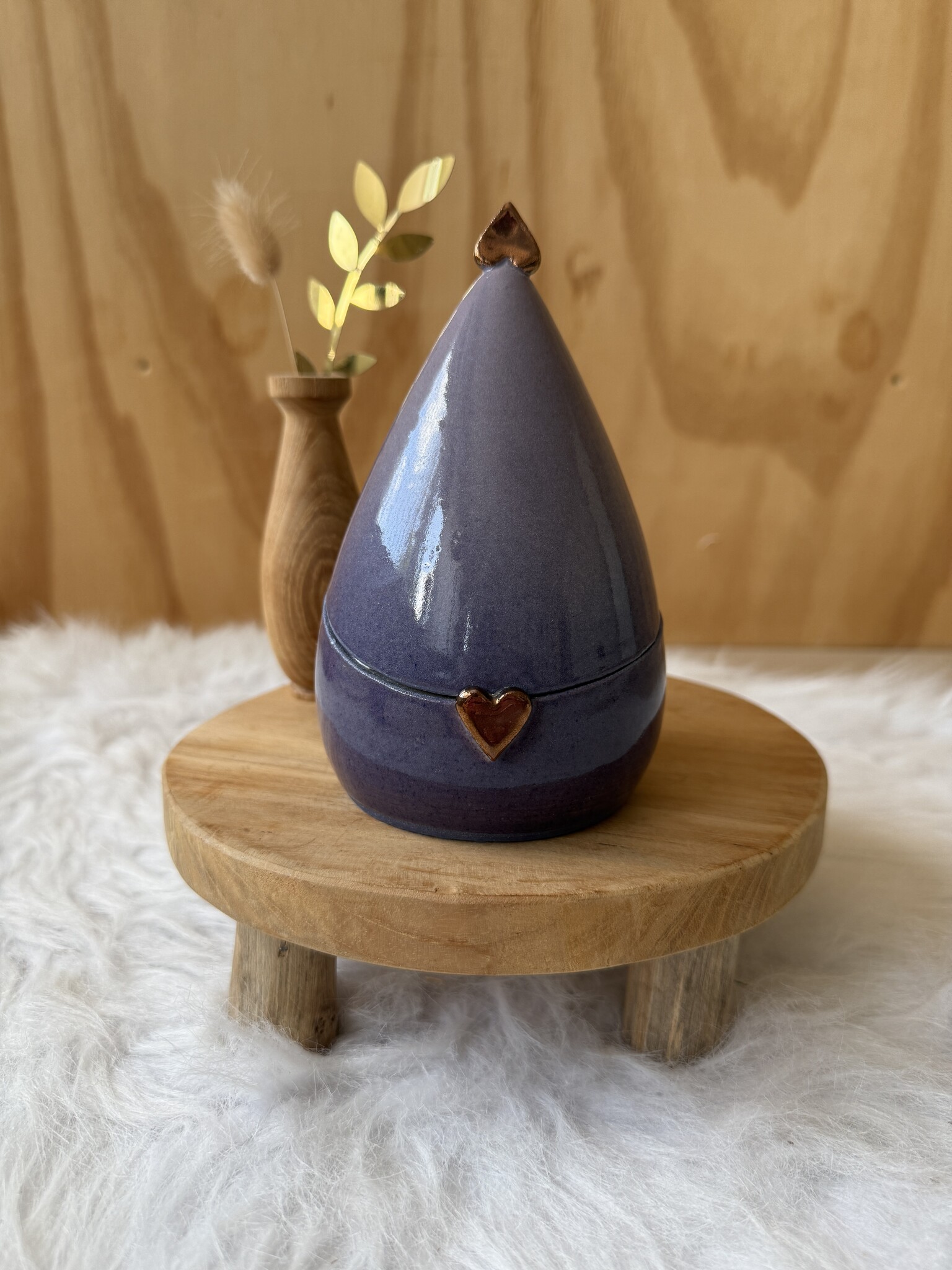 Urn Druppel paars met koper hart