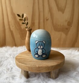 Urn blauw met beertje