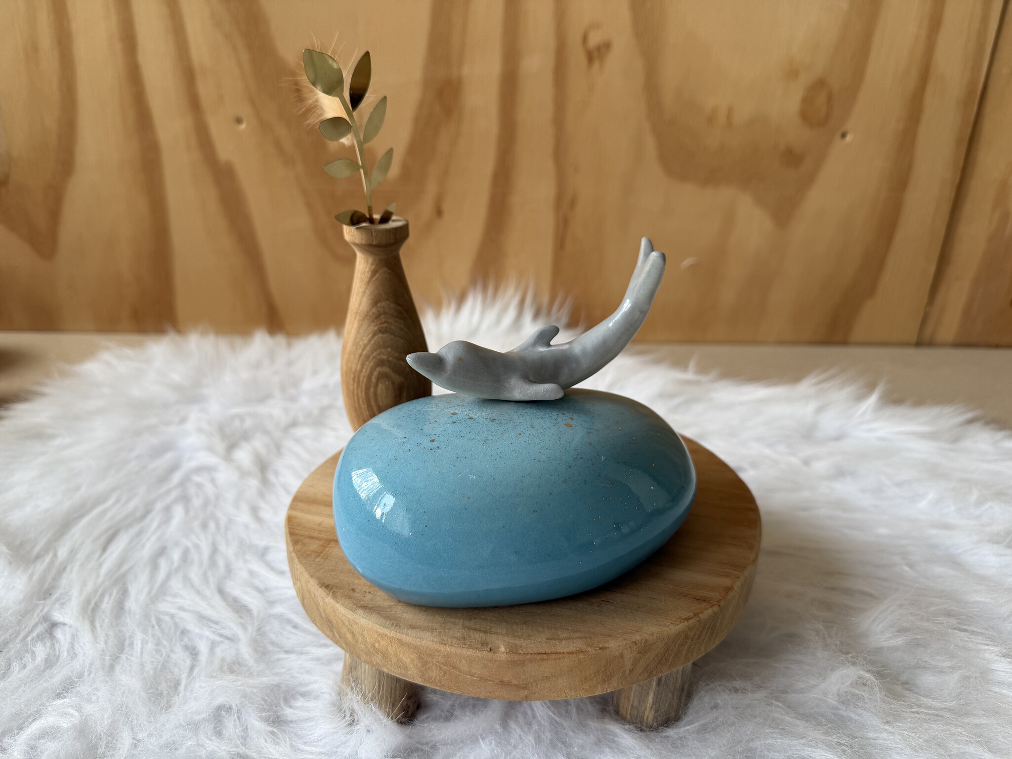 Urn Blauw met dolfijn