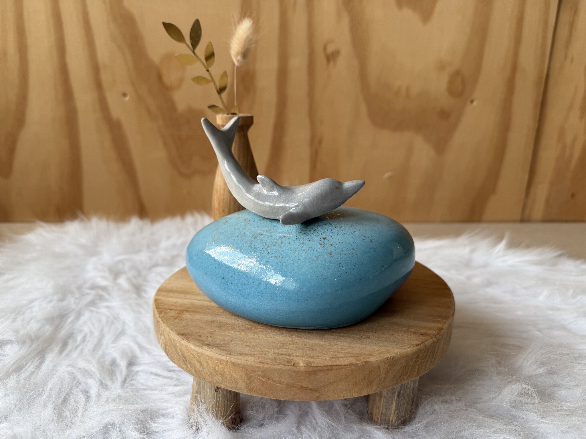 Urn Blauw met dolfijn