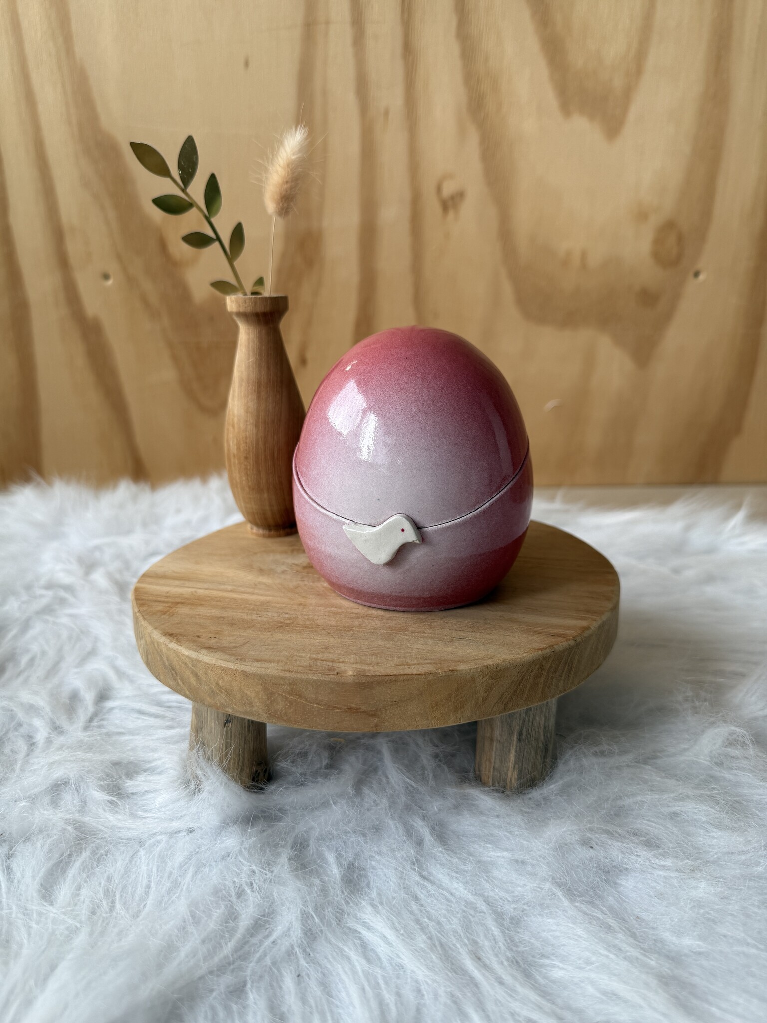 Urn Rood met vogeltje