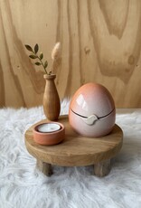Urn Zalmroze met vogeltje met waxinelichtje