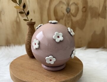 Urn met bloemen roze NIEUW