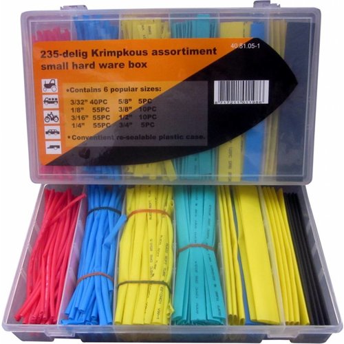 Assortimentsdoosje krimpkous 235 dlg. gekleurd Assortimentsdoosje krimpkous 235 dlg. gekleurd