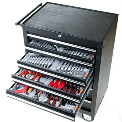 Barntools Gereedschapswagen zwart gevuld