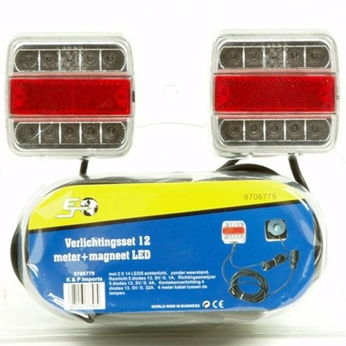 Led set achterlicht vierkant wit magneet 12