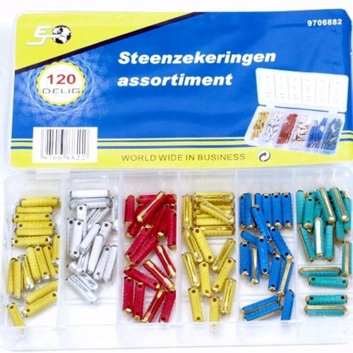 Assortimentsdoosje zekeringen steen 120 dlg.